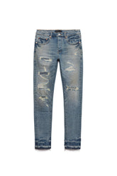 PURPLE BRAND Patched Skinny-fit Jeans - Indigo Oil Blue