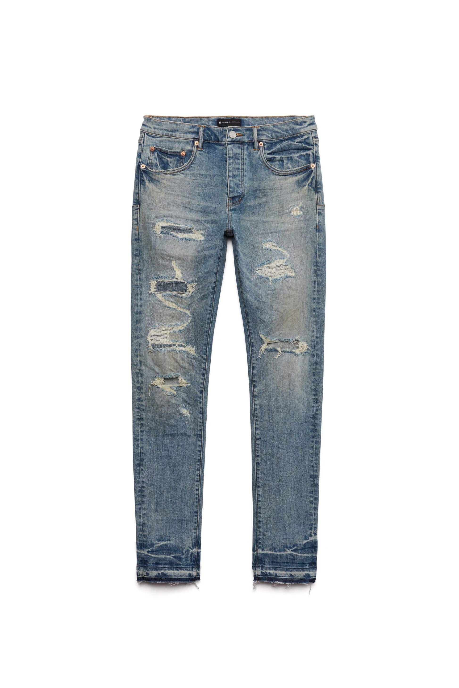 PURPLE BRAND JEANS DENIM P002- Mid Rise Slim Jean Vintage Dirty White Size  29