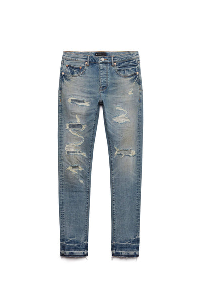 NWT PURPLE BRAND Light Indigo Bleach Jaquard Monogram Jeans Size