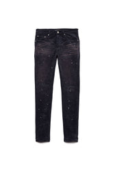 PURPLE BRAND - Men's Denim Jean - Low Rise Skinny - Style No. P001 - 3 Needle Black Wash Repair - Front