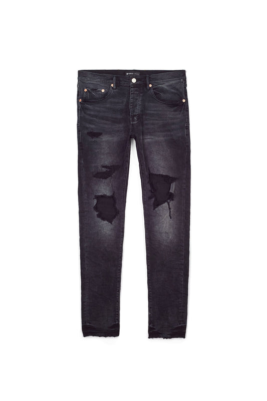 P001 LOW RISE SKINNY JEAN - Worn Black Distress