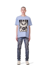 PURPLE BRAND - Men's Denim Jean - Low Rise Skinny - Style No. P001 - Indigo Mechanic Dirty - Model Front Pose