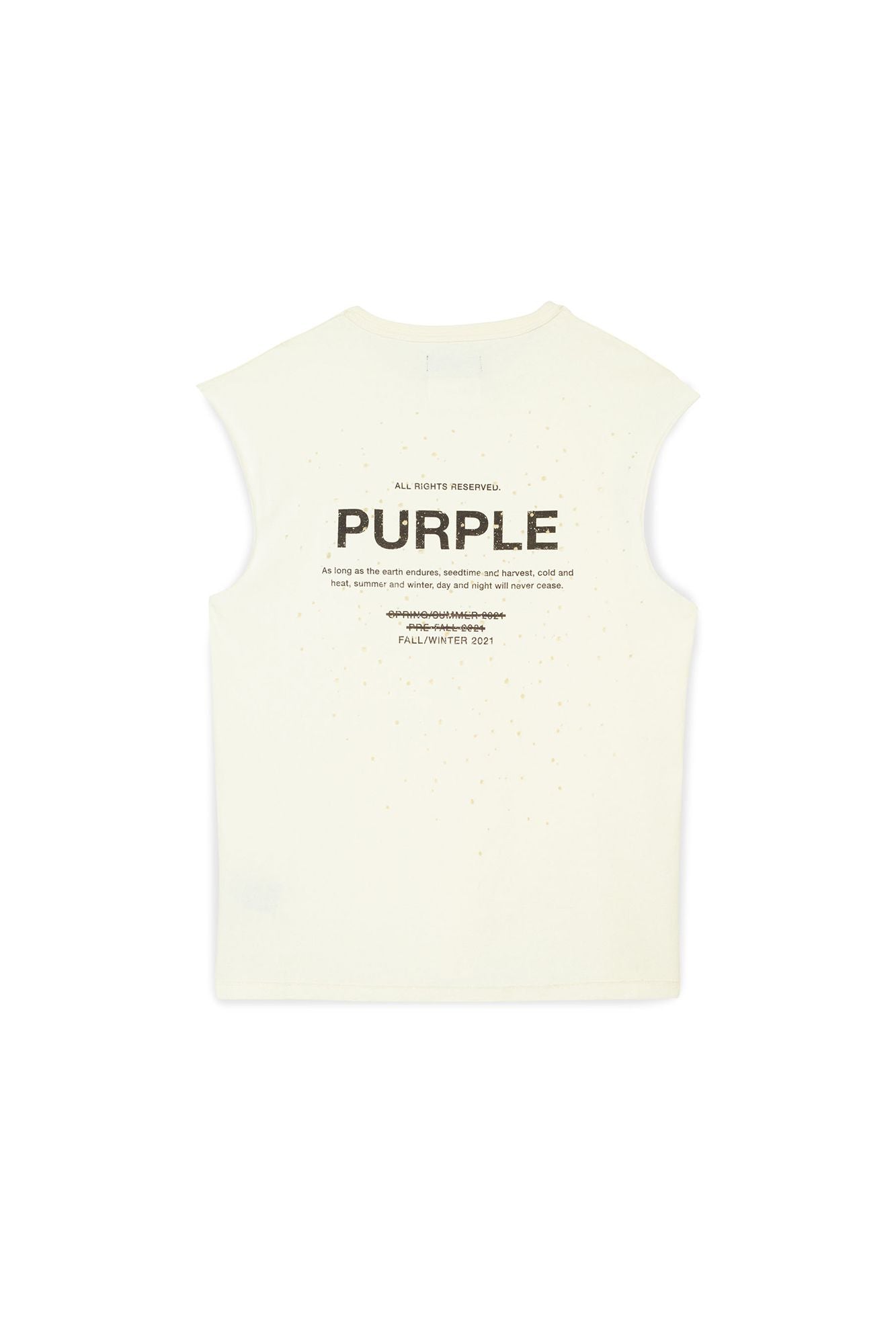 PURPLE BRAND - Men's Relaxed Fit T-Shirt Cut-off - Style No. P103 - Exclusive Seasons Inside Out Buckshot Sleeveless Ecru - Back