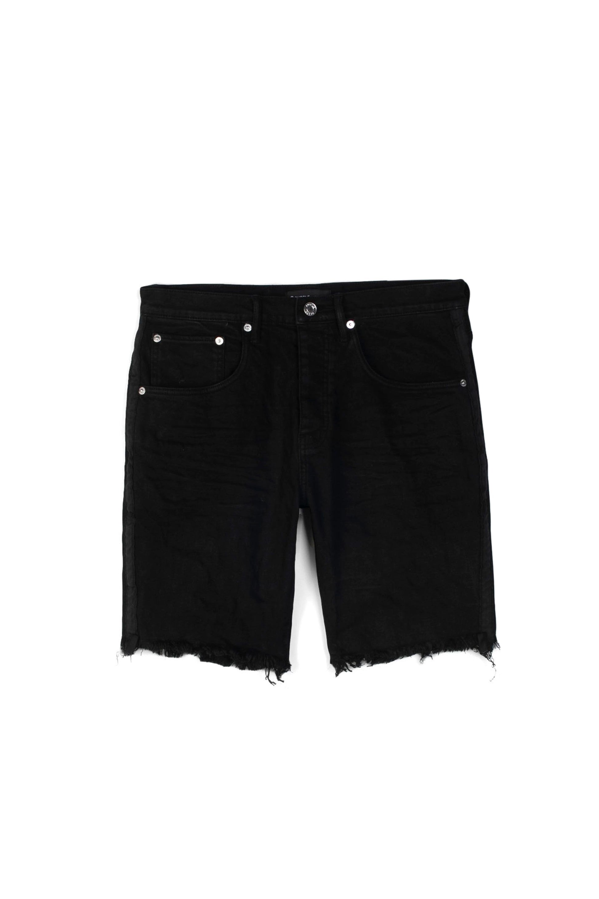 PURPLE BRAND - Men's Denim Jean Short - Mid Rise Short - Style No. P020 - Grosgrain Tuxedo Stripe Black - Front