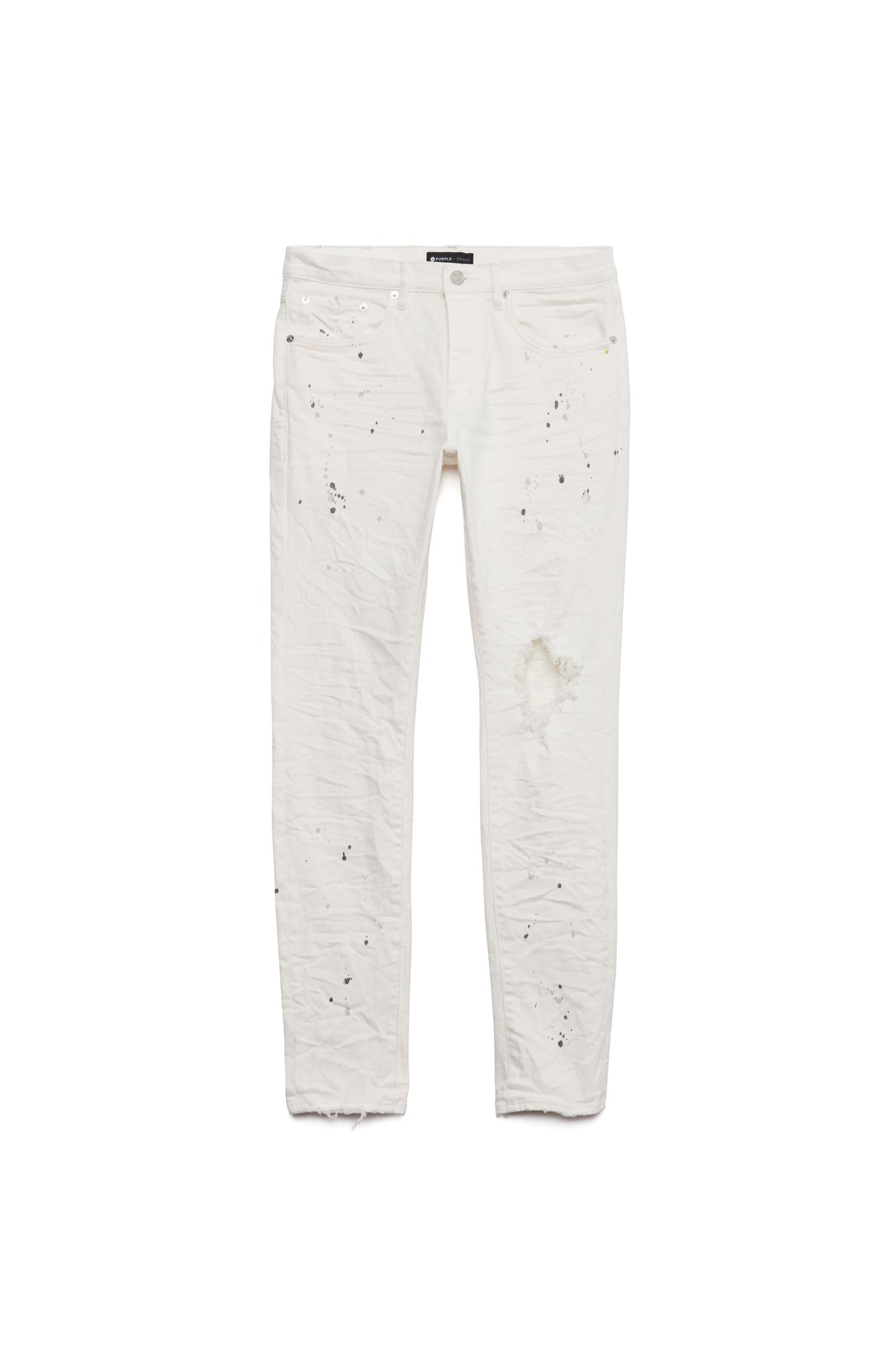 PURPLE BRAND - Men's Denim Jean - Low Rise Skinny - Style No. P001 - Optic White Paint Blowout - Front