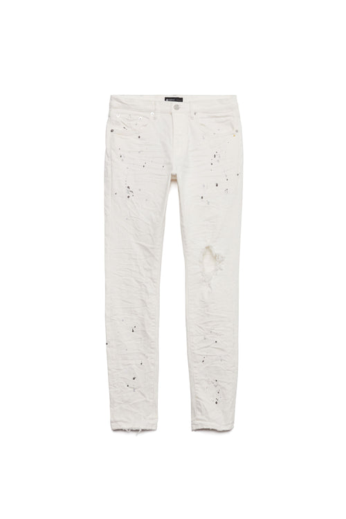 PURPLE BRAND - Men's Denim Jean - Low Rise Skinny - Style No. P001 - Optic White Paint Blowout - Front