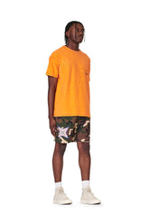 PURPLE BRAND - Men's Short - Style No. P025 - Exclusive Camo Short With Red Star Print - Model Side Pose