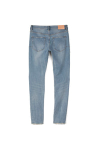 mens purple brand denim jean mid rise slim style no. p002 light indigo blowout model back