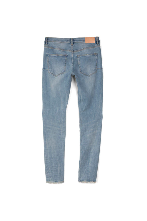mens purple brand denim jean mid rise slim style no. p002 light indigo blowout model back