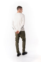 PURPLE BRAND - Long Sleeve Reflective Stitch Crew Shirt - Style No. P202 - Off White Scorpion - Model Side Pose